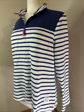 Le Tigre Navy and White Striped Quarter-Zip Pullover